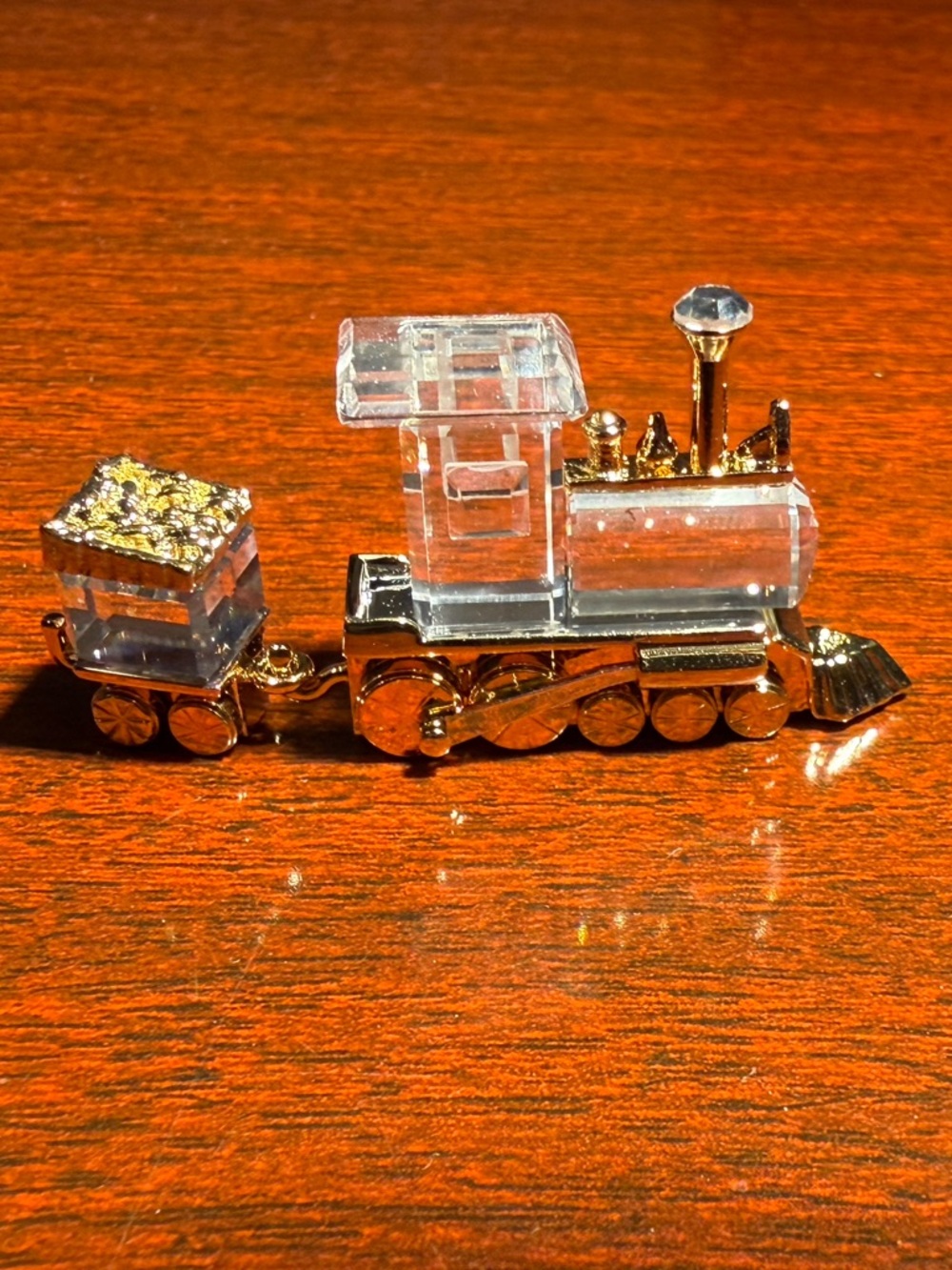 Swarovski Clear Crystal and Gold Train Figurine